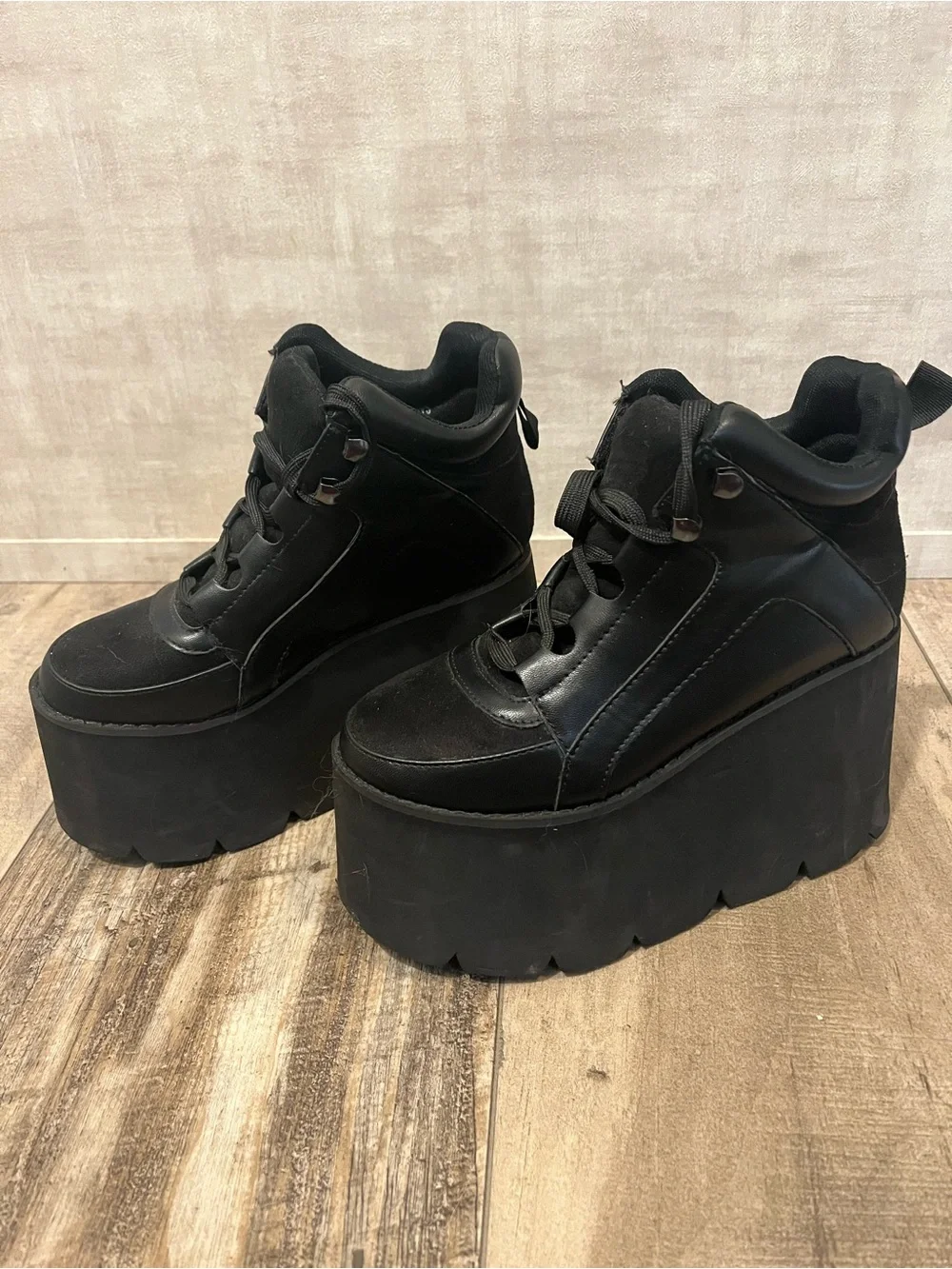 Edgy Black Platform Sneakers